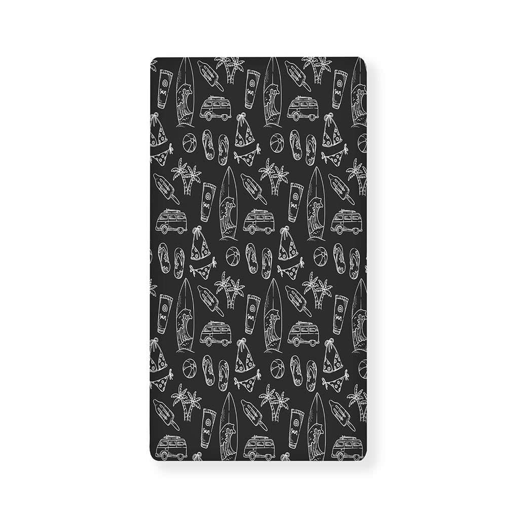 Black White Surfing Pattern Print Baby Crib Sheet