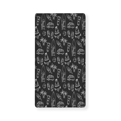 Black White Surfing Pattern Print Baby Crib Sheet