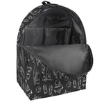 Black White Surfing Pattern Print Backpack