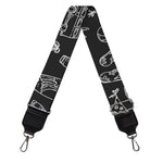Black White Surfing Pattern Print Bag Strap