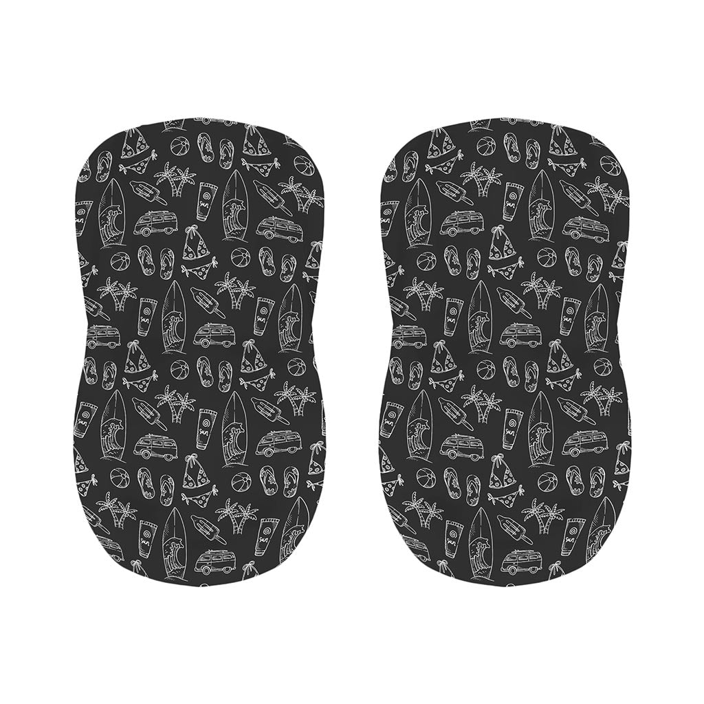 Black White Surfing Pattern Print Bar Stool Covers