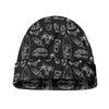 Black White Surfing Pattern Print Beanie