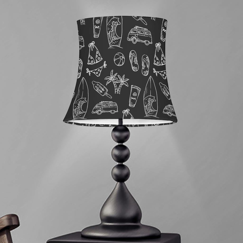 Black White Surfing Pattern Print Bell Lamp Shade