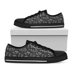 Black White Surfing Pattern Print Black Low Top Sneakers