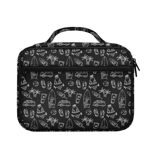 Black White Surfing Pattern Print Briefcase Bible Bag