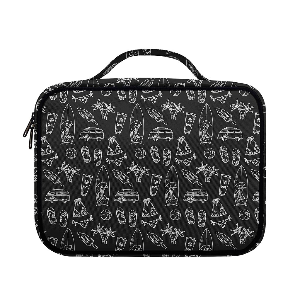 Black White Surfing Pattern Print Briefcase Bible Bag