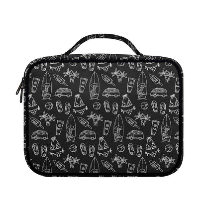 Black White Surfing Pattern Print Briefcase Bible Bag