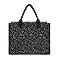 Black White Surfing Pattern Print Canvas Tote Bag
