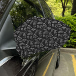 Black White Surfing Pattern Print Car Side Mirror Covers