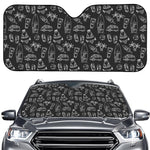 Black White Surfing Pattern Print Car Windshield Sun Shade