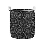 Black White Surfing Pattern Print Collapsible Laundry Basket