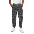 Black White Surfing Pattern Print Cotton Sweatpants