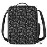 Black White Surfing Pattern Print Crossbody Lunch Bag