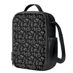 Black White Surfing Pattern Print Crossbody Lunch Bag