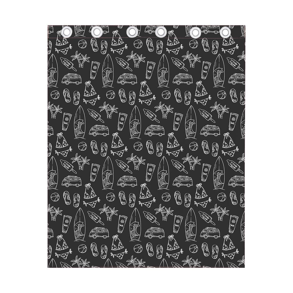 Black White Surfing Pattern Print Curtain