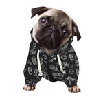 Black White Surfing Pattern Print Dog Zip Up Hoodie