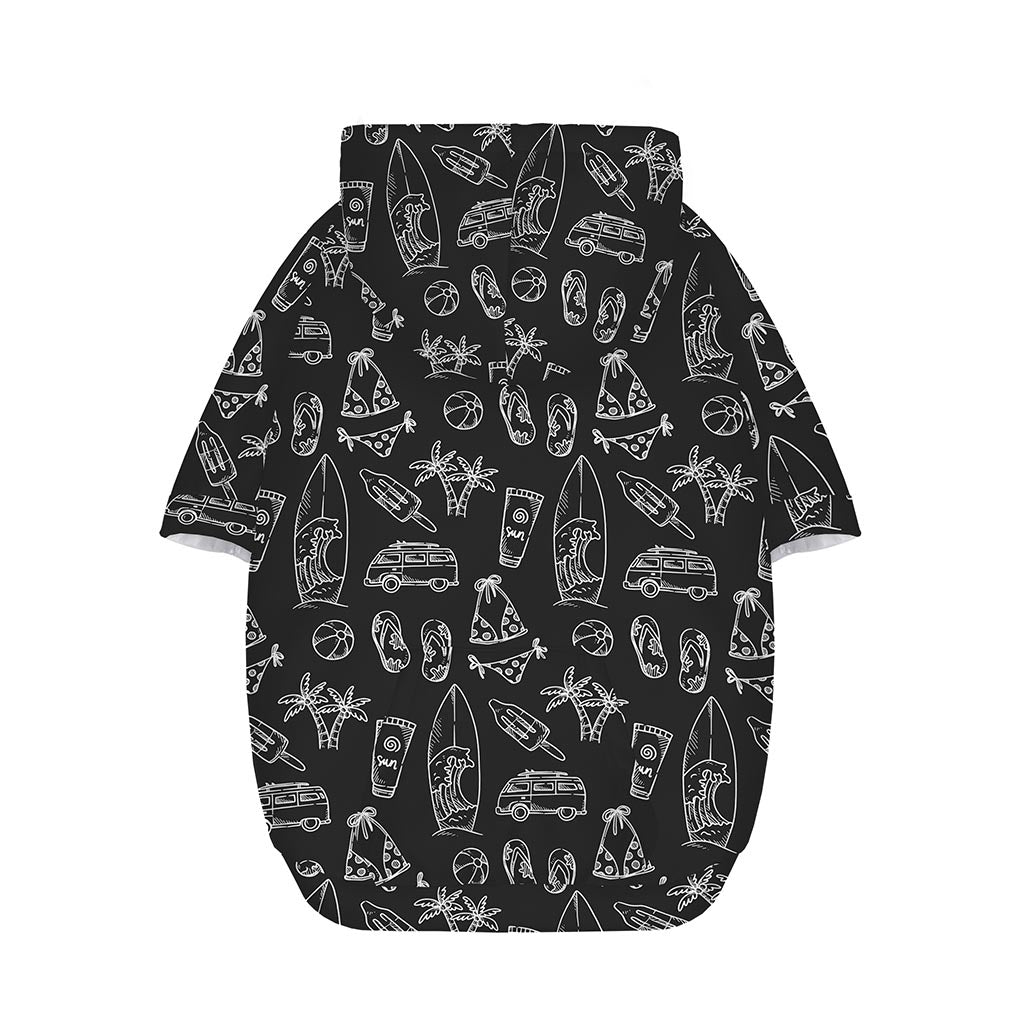 Black White Surfing Pattern Print Dog Zip Up Hoodie