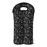 Black White Surfing Pattern Print Double Neoprene Wine Tote