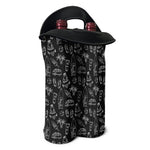 Black White Surfing Pattern Print Double Neoprene Wine Tote