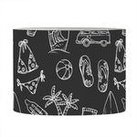 Black White Surfing Pattern Print Drum Lamp Shade