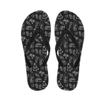 Black White Surfing Pattern Print Flip Flops