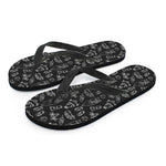 Black White Surfing Pattern Print Flip Flops