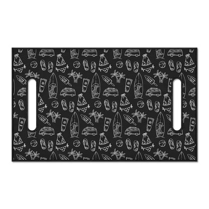 Black White Surfing Pattern Print Golf Cart Seat Cover