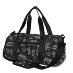 Black White Surfing Pattern Print Gym Bag