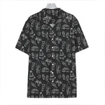 Black White Surfing Pattern Print Hawaiian Shirt
