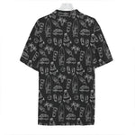 Black White Surfing Pattern Print Hawaiian Shirt