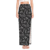 Black White Surfing Pattern Print High Slit Maxi Skirt