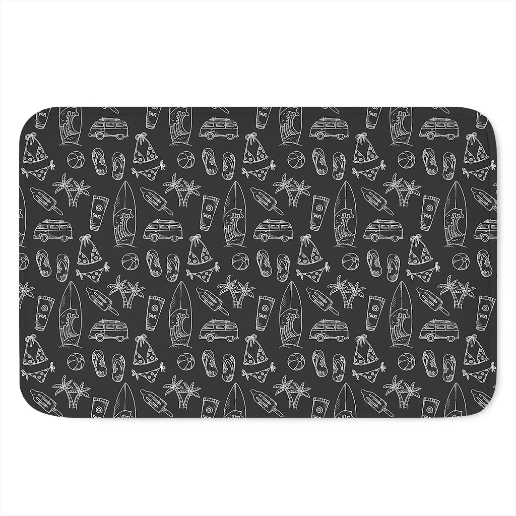 Black White Surfing Pattern Print Indoor Door Mat