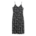 Black White Surfing Pattern Print Jersey Midi Cami Dress