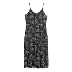 Black White Surfing Pattern Print Jersey Midi Cami Dress