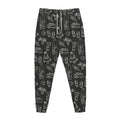 Black White Surfing Pattern Print Jogger Pants