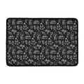 Black White Surfing Pattern Print Kitchen Mat
