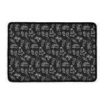 Black White Surfing Pattern Print Kitchen Mat