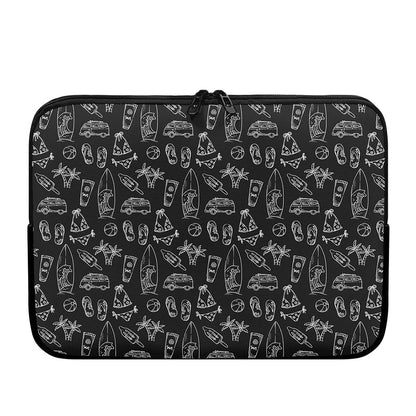Black White Surfing Pattern Print Laptop Sleeve