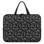 Black White Surfing Pattern Print Laptop Sleeve With Handle
