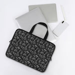 Black White Surfing Pattern Print Laptop Sleeve With Handle