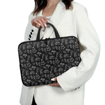 Black White Surfing Pattern Print Laptop Sleeve With Handle