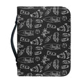 Black White Surfing Pattern Print Leather Bible Cover