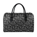 Black White Surfing Pattern Print Leather Duffel Bag