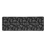 Black White Surfing Pattern Print Long Kitchen Mat