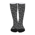 Black White Surfing Pattern Print Long Socks