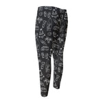 Black White Surfing Pattern Print Men's Compression Pants