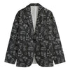 Black White Surfing Pattern Print Men's Cotton Blazer