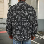 Black White Surfing Pattern Print Men's Shirt Jacket