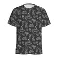 Black White Surfing Pattern Print Men's Athletic T-Shirt