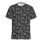 Black White Surfing Pattern Print Men's Sports T-Shirt
